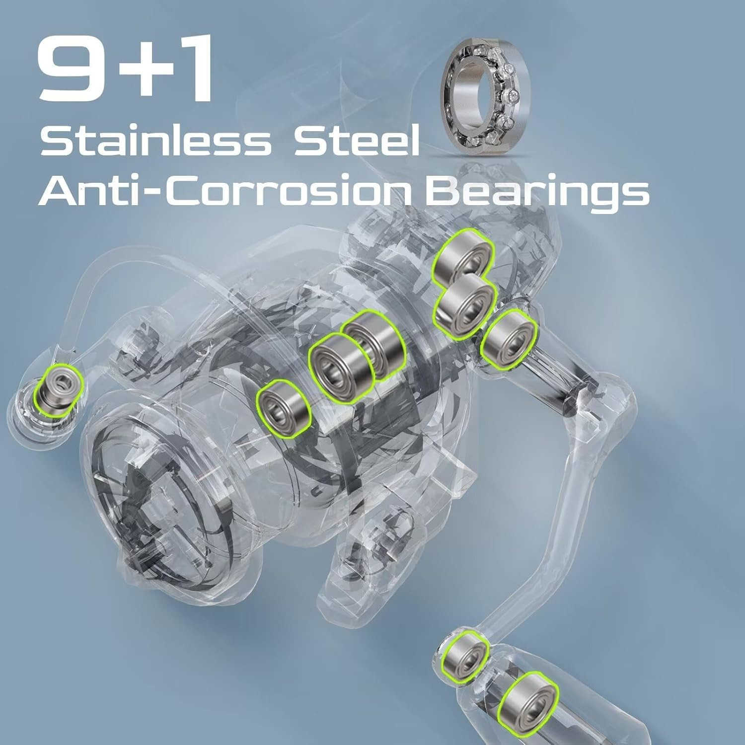 Spinning Reel Freshwater Fishing Reels Spinning 91 Ball Bearings 265LBs Max Drag 521 Gear Ratio Graphite Frame CNC Aluminum Spool 500 to 5000 Series H