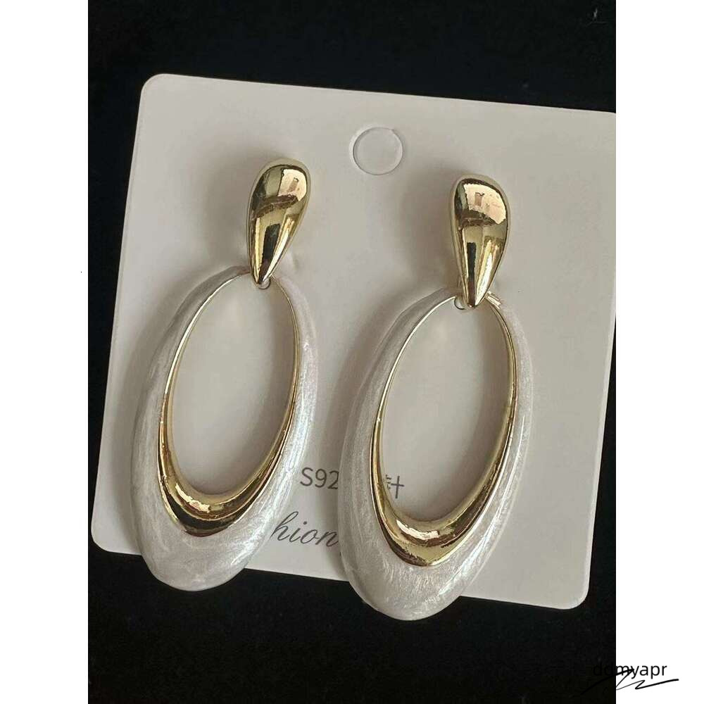 Enamel Geometric - Oversized Ddmyday Hollow Pearl White Dangle Earrings With Shell Motif (2025 Minimalist Statement Jewelry) Ddmyday