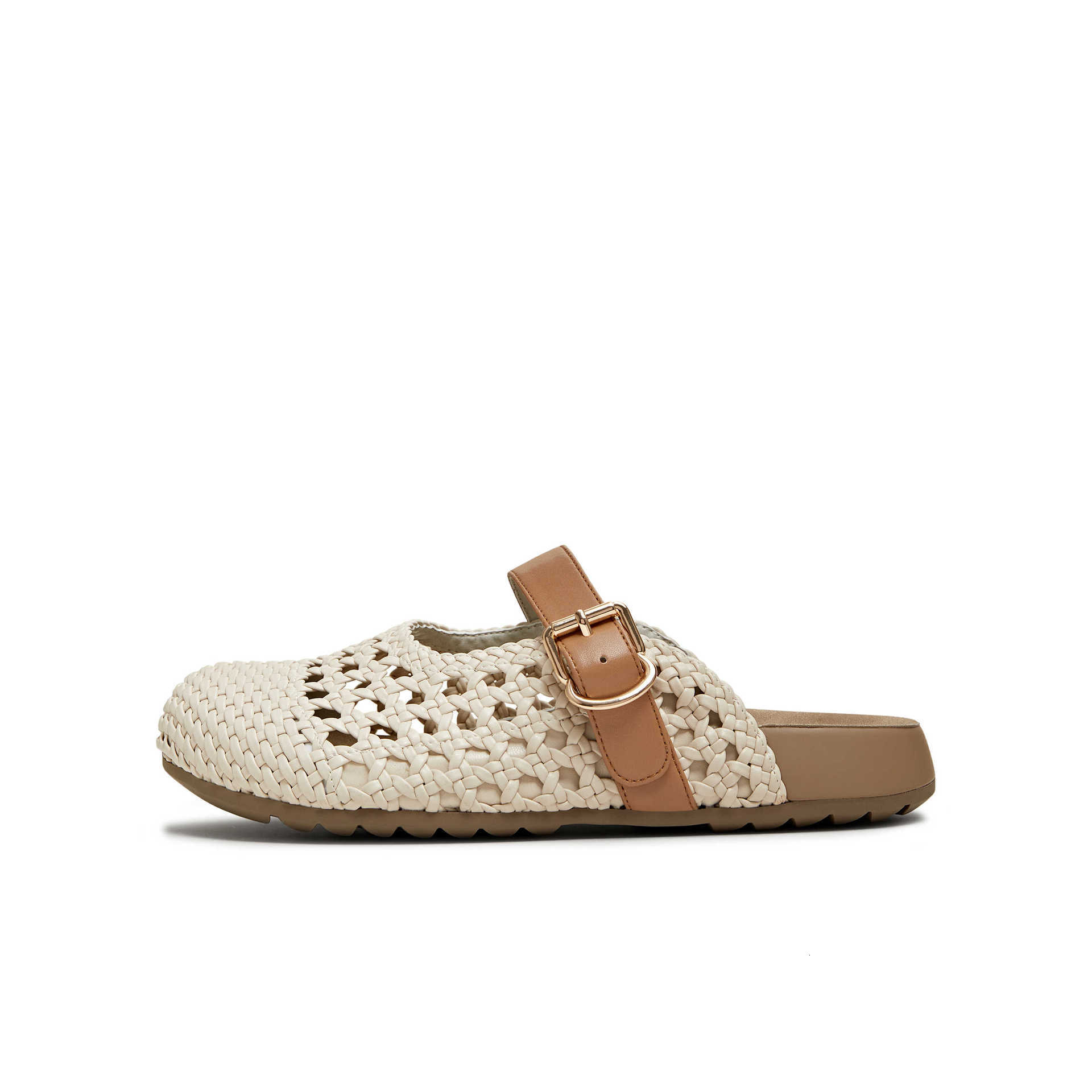 2025 Designer's New Woven Hollow Retro Thick Bottom Closed Toe Fashion Half Slippers