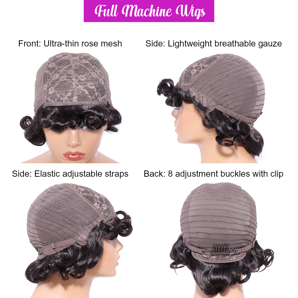 Body Wave Bob Wigs With Bangs 8 to 16 Inch Hair Easy to Wear Human Hair Short Wig Full Machine Made Wigs