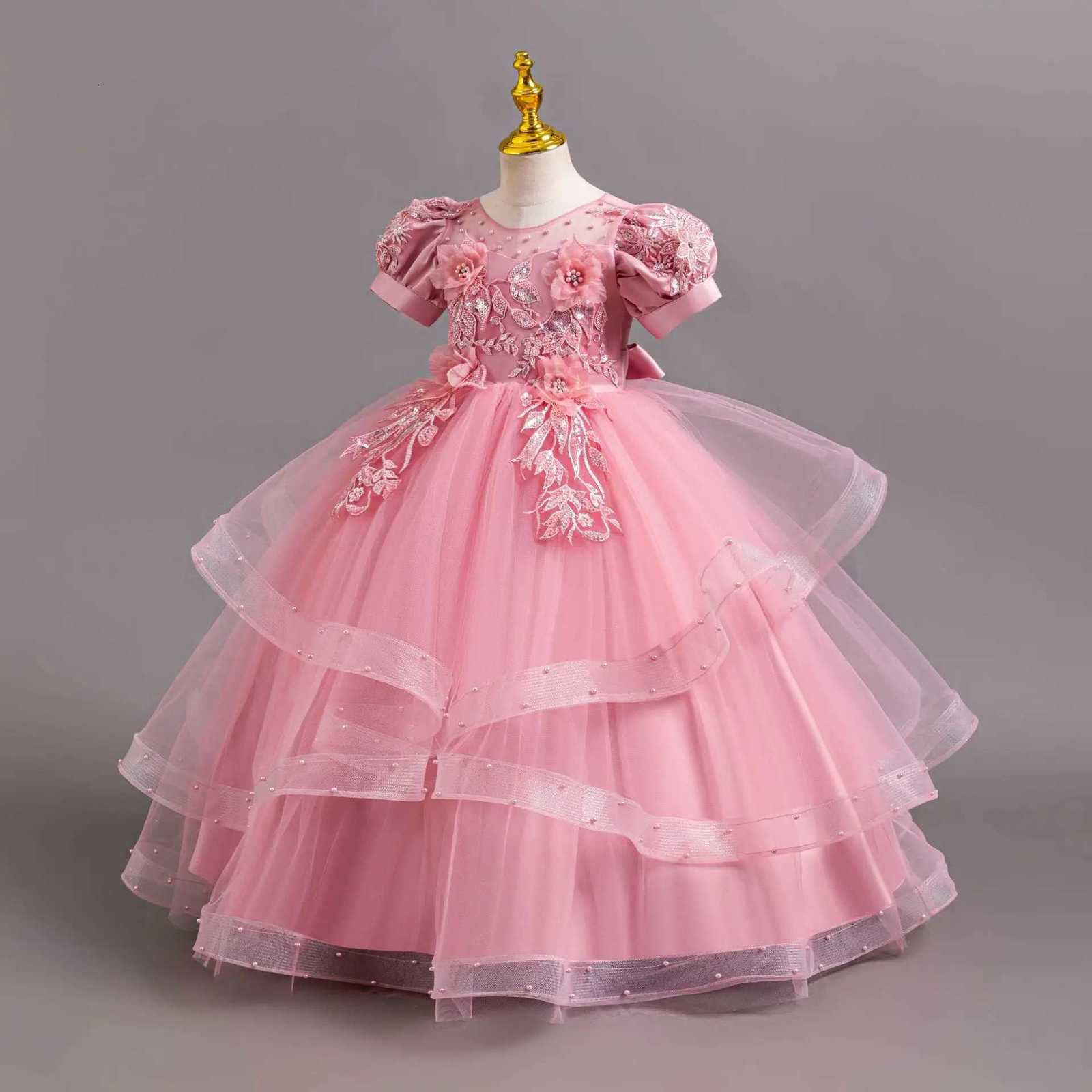 New Flower Girl Wedding Dress Girls Party Dresses Elegant Girl Walking Show Evening Dress 4-12 Years Old Childrens Clothing Z250904
