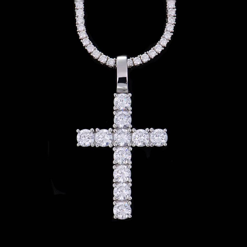 Wholesale 925 Silver Moissanite Cross Pendants Hip Hop Jewelry in Stock Men Women Iced Out Fashion Cross Charms Pendant