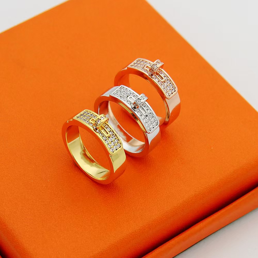 Luxury Crystal Wedding Ring Classic Brand Designer gold ring Fashionable unisex couple Diamond ring for women and men