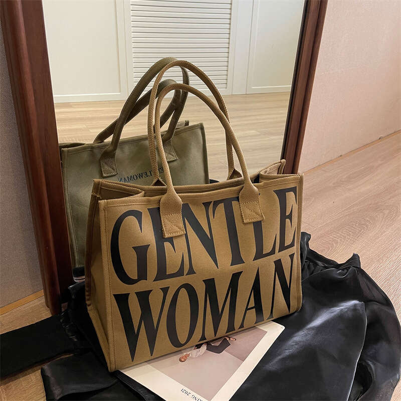 Women Letter Print Canvas 2025 New High-end Handbag Shoulder Bag