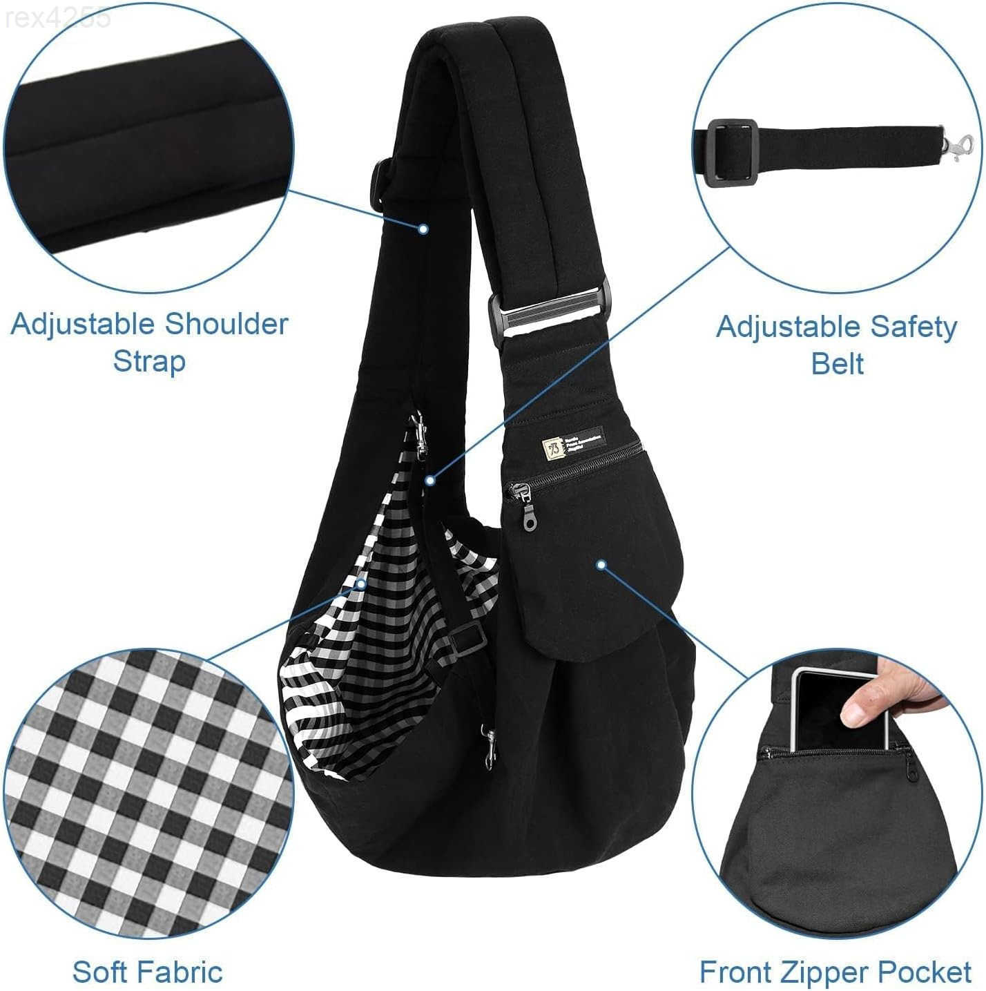 Dog Sling Carrier Reversible Adjustable with Pocket Puppy Sling Suitable for Dogs up to 15LB Great for Travel and Daily OutingsW250904