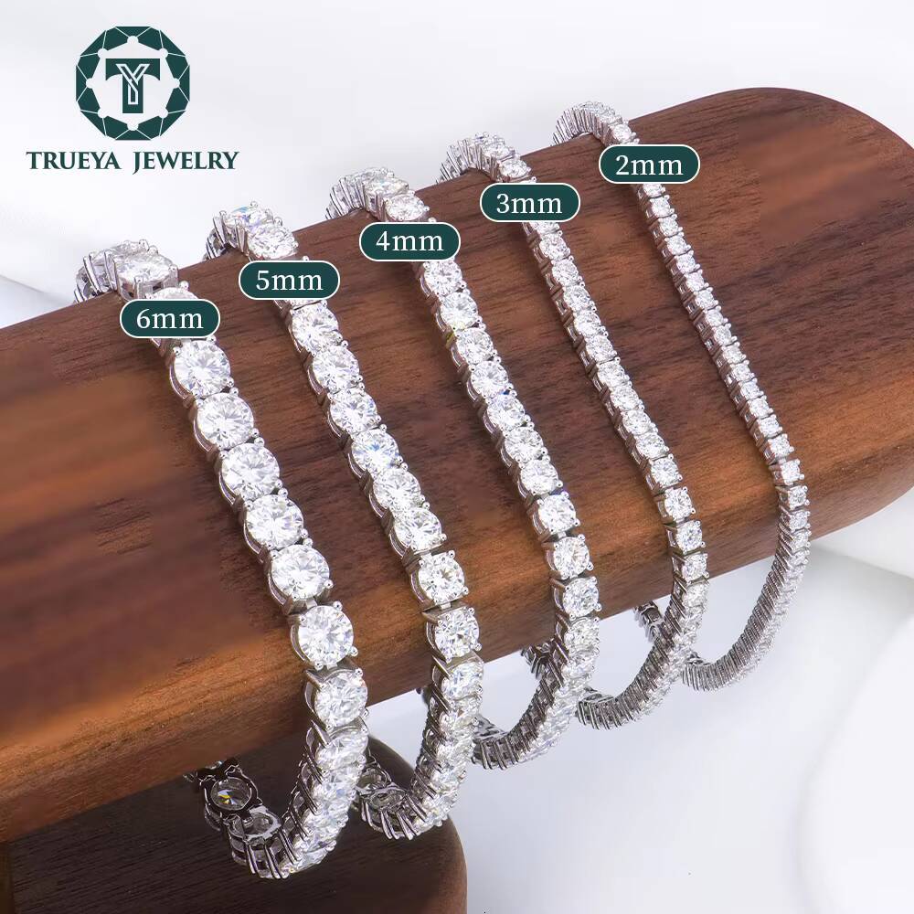 925 Sterling Silver Moissanite Diamond Tennis Bracelet Elegant 2MM6MM Chain Passes VVS Test Collection of Bracelets