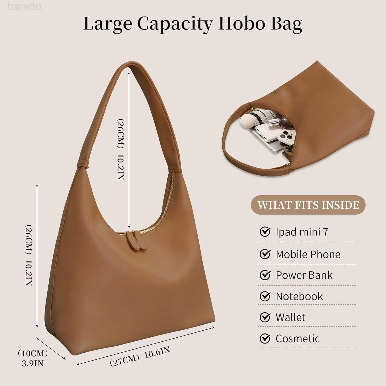 Leather Hobo Bag Small Shoulder Purses for Women Slouchy Tote Handbag Vegan Leather Crescent Bag M250903