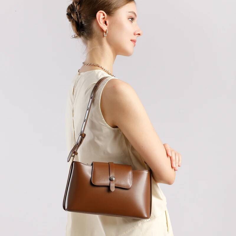 New Women's Designer Split Leather Women Shoulder Bag High Quality Cowhide Crossbody Bags French Vintage Handbag