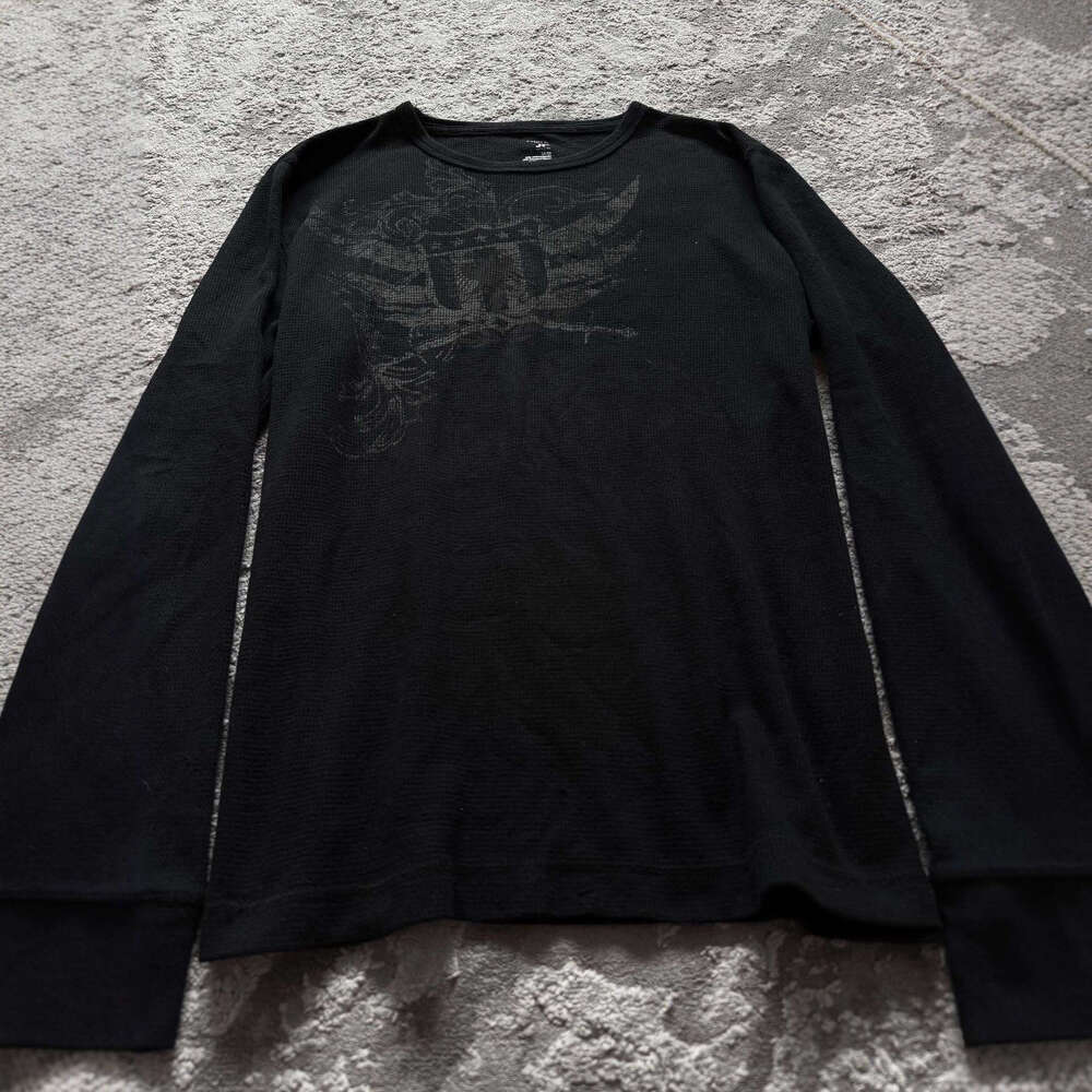 American Style Long Sleeve T-Shirt Dark Y2K Print Top High Street Gothic Trend Unisex