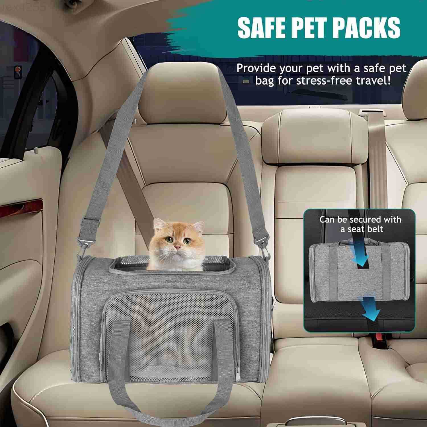 Cat Dog Carrier for Small Medium Pet Carriers Up to15Lbs Cats Carrier Soft Sided Puppy Dogs Bag Portable Foldable Airline Approved Carrier Travel Gree