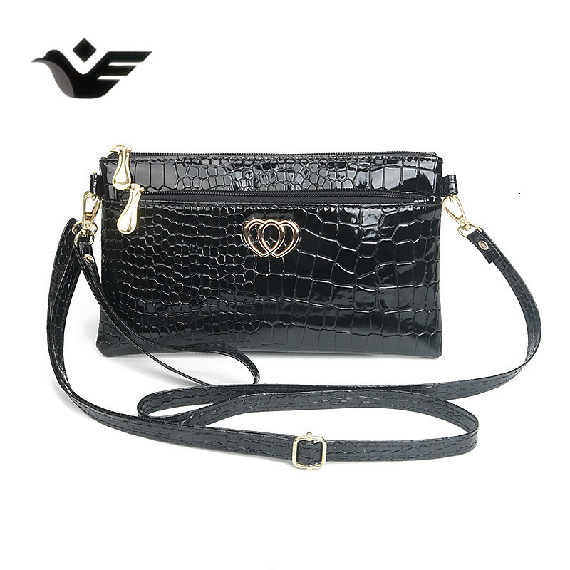 Feiyan Free Shipping New Designer Luxury Shopping Fashion Glossy Patent Leather Crossbody Casual Crocodile Pattern Women's Clutch Small Bag XJ260