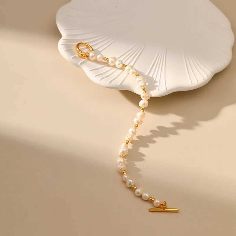 Summer New Fashion Natural Pearl Bracelet for Women Stainless Steel OT Buckle Bangles Korean Design Jewelry Accessories Y250904