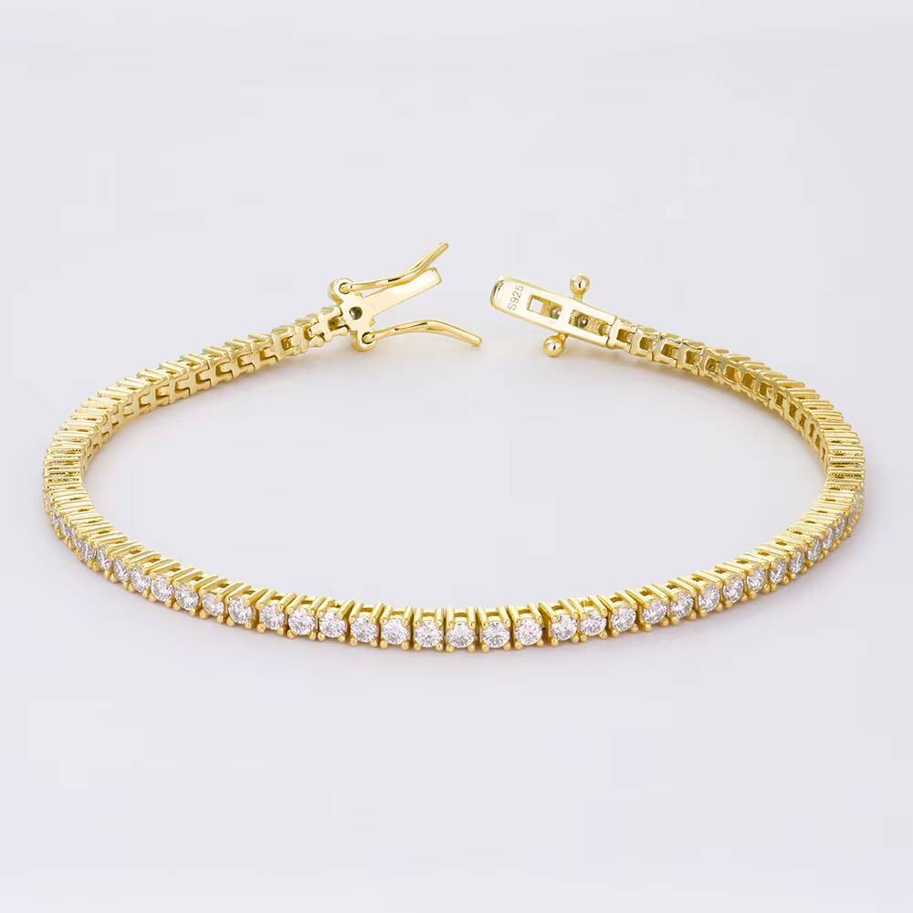 Hot Sale 925 Silver Bracelet Men Tennis Chain 2mm D Color VVS Moissanite Bracelet Hip Hop Style Jewelry