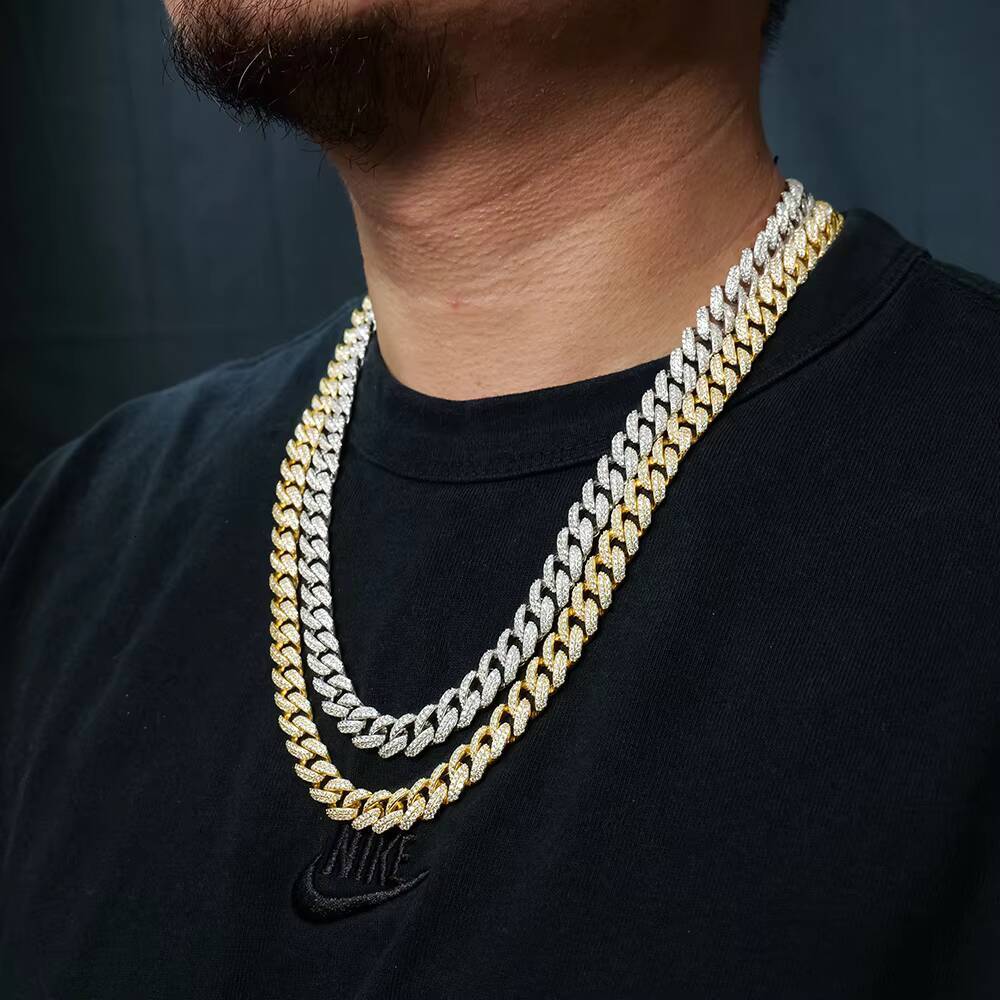 Wholesale Hip Hop Jewelry 10mm Arc Style Cuban Chain 925 Silver Luxury Moissanite Jewelry