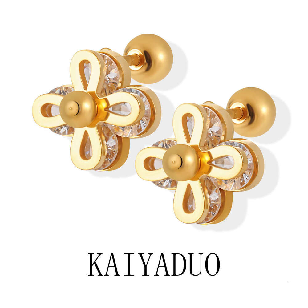 Korean Style INS New Light Niche Single Pearl Four Dia Ear Bone Stud Women Fashion Personality Versatile Titanium Steel Earrings