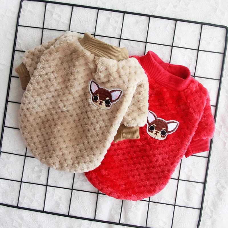 Warm Outfit Fleece Pet Clothes Sweater Cute Chihuahua Print Coat Small Medium Dog Clothes Hoodie et Teddy Bulldog Chihuahua W250904