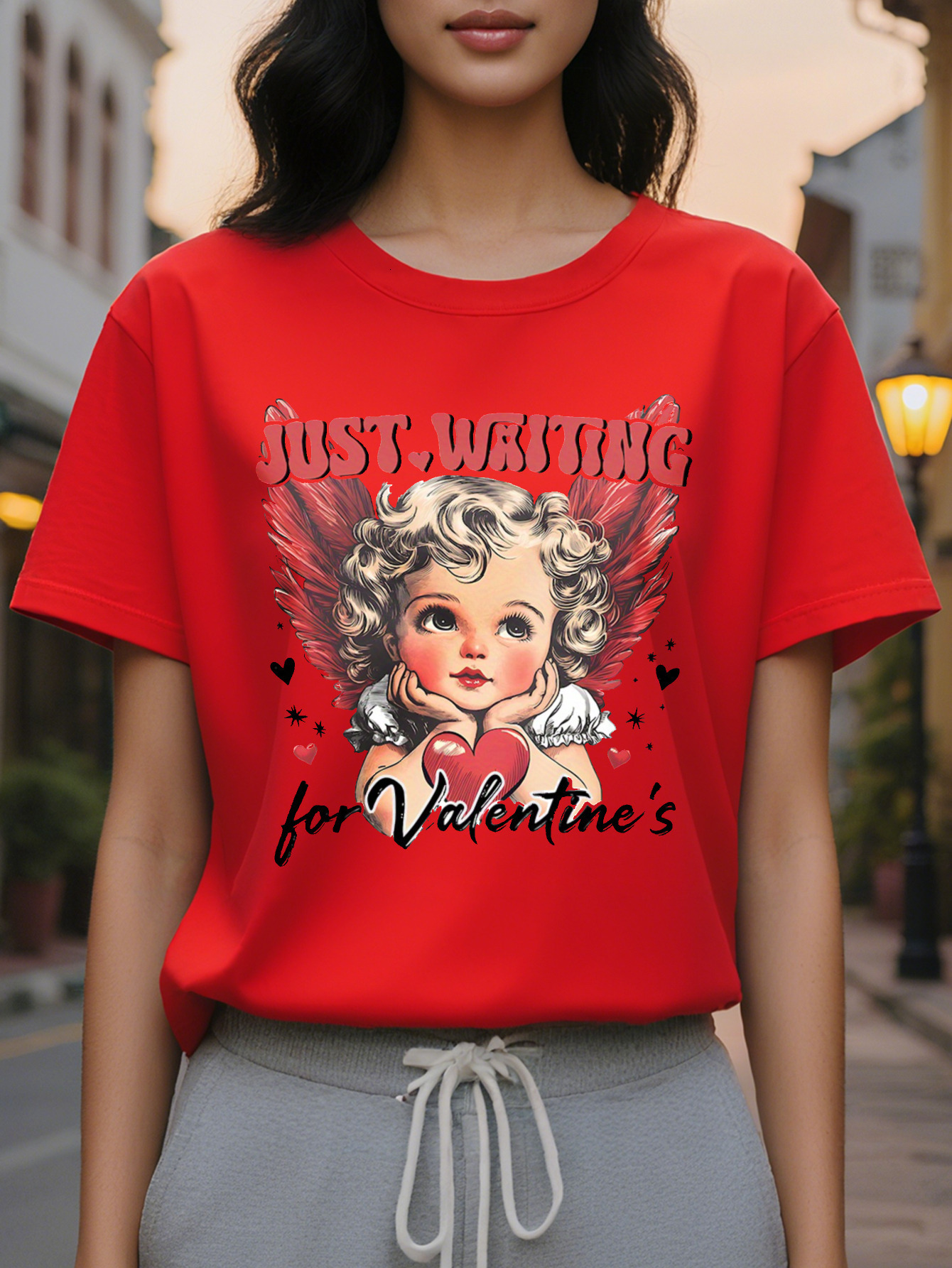 Women's casual round neck cotton regular length letter pattern short sleeve T-shirt for summer, write only