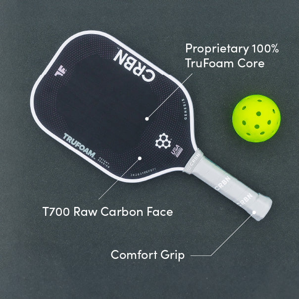 CRBN 4 TruFoam Genesis pickleball paddle professional competitive hybrid T700 carbon fiber full foam core shock absorption AeroCurve UPA-A certified n