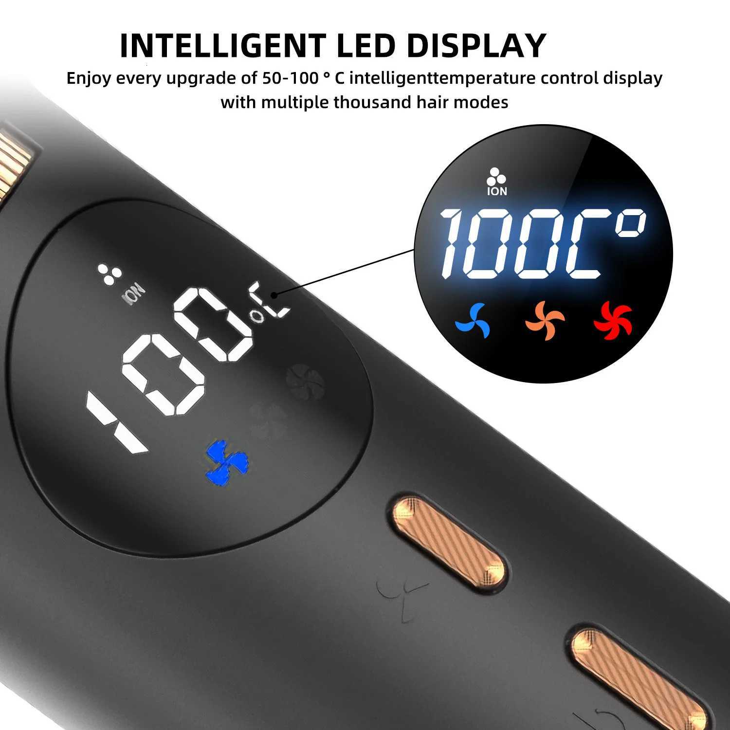 110V Professional Brushless Motor Highspeed Hair Dryer Styling Tool Constant Temperature Negative Ions LCD Temperature DisplayW250904