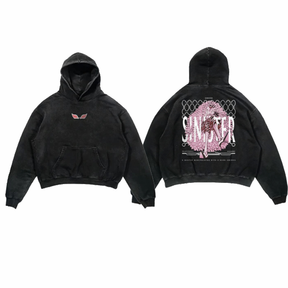 440g Heavyweight Washed Vintage Anime Street Retro Cotton Hoodie Streetwear Hooded Sweatshirt - TT8342