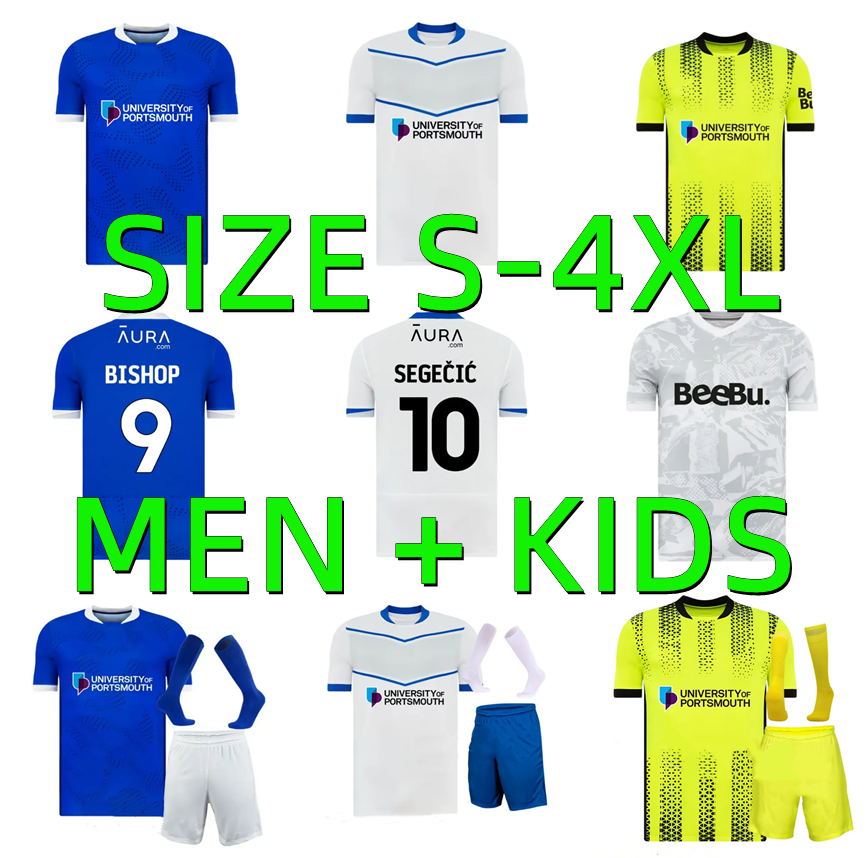 XXXL 4XL 25 26 Portsmouth Soccer Jerseys 2025 2026 Home AWAY 3rd SAYDEE BISHOP YENGI SILVERA DOZZELL Football Shirt Maillots Adult Camesita De Futol Men Kid Kits