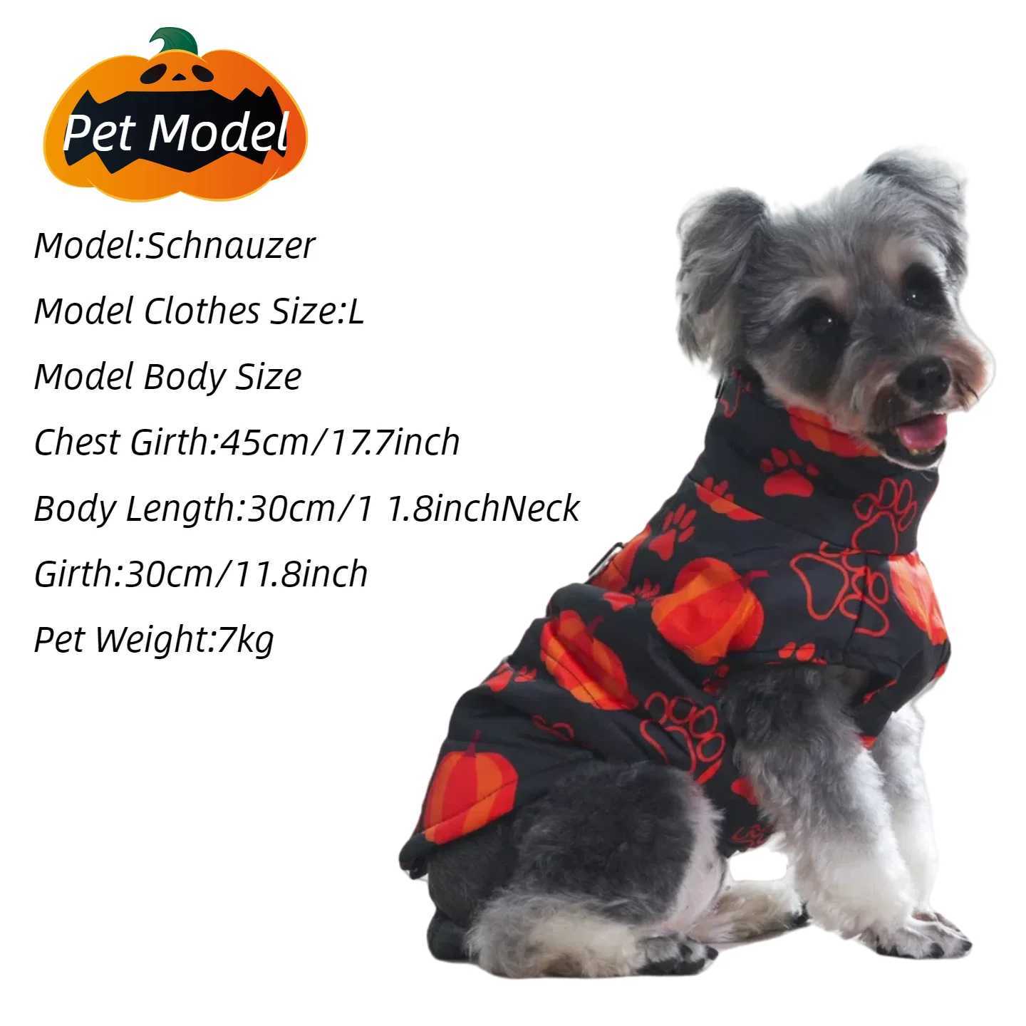 Winter Dog Clothes Small Medium Dogs Halloween Pet et Party Puppy Costume Warm Pumpkin Print Pet Coat Schnauzer Vest Coat W250904