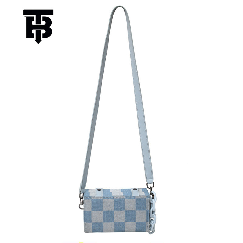 TB BHULAMTE Denim Chain Small Square Bag Men Trendy Brand Casual Versatile Fashion Korean Version Designer s bag Box Bag Canvas Single Shoulder Crossb