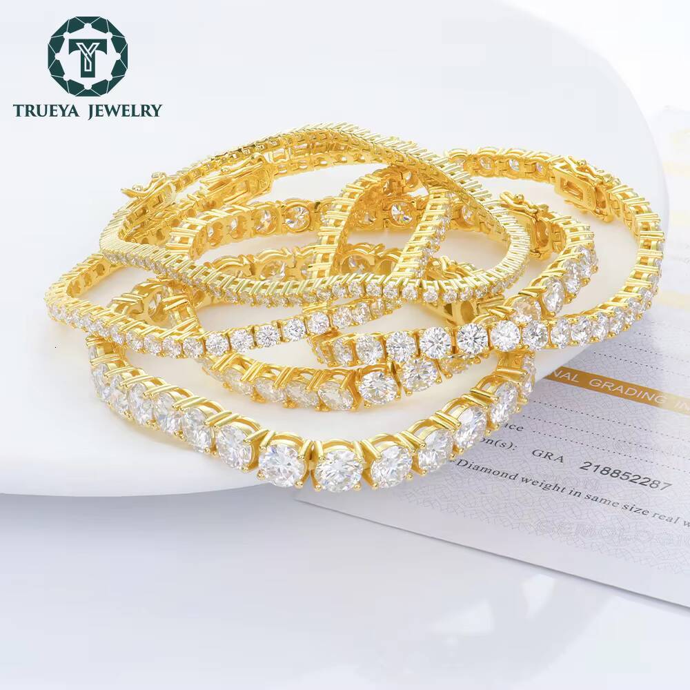 Factory Wholesale 2mm6mm Bracelet HipHop Jewelry 925 Sterling Silver D VVS Moissanite Diamond Tennis Chain Bracelet Gift
