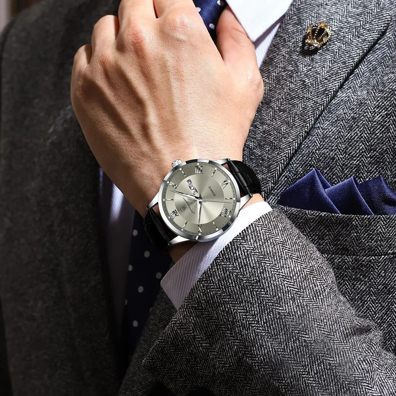 POEDAGAR Business Wristwatch For Men Date Week Leather Quartz Male Watch Waterproof Luminous Fashion Mens Watches Reloj 250828