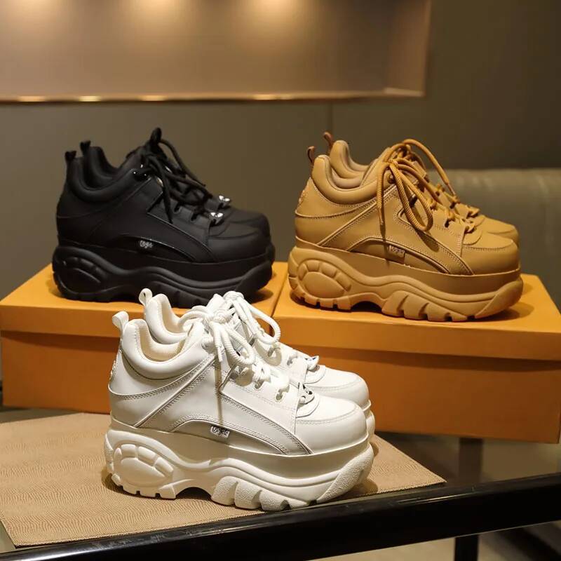 2021 Top Quality Genuine Leather Platform buffalo Shoes Women Casual Sneakers Round Toe Brand Dad shoes ST487 ST488 ddmysaturn