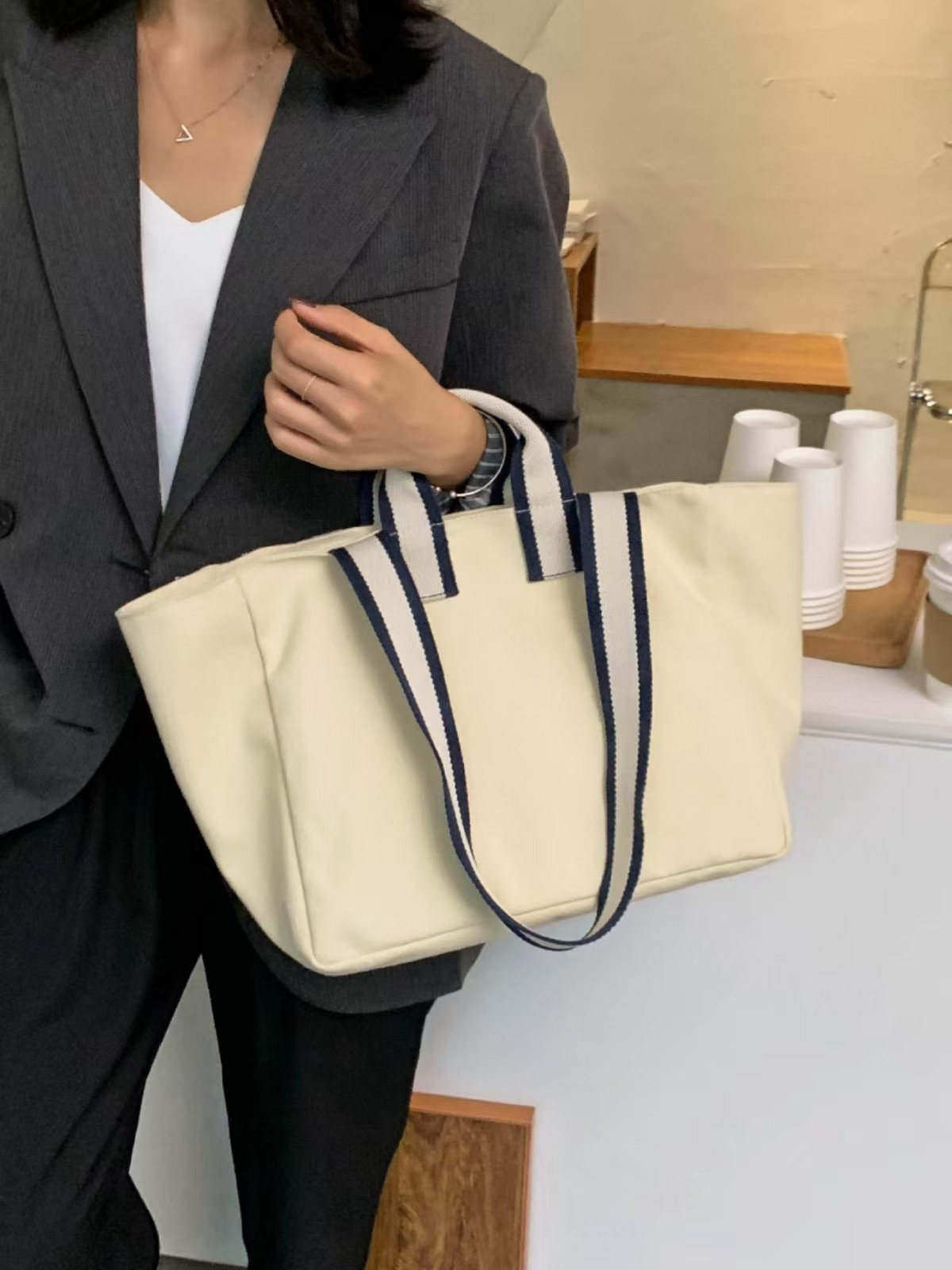 Casual Canvas Women's Single oulder Environmentally Friendly Large Capaci Horizontal Tote Bag for Workluxury bag tote bagShopping storage handbag