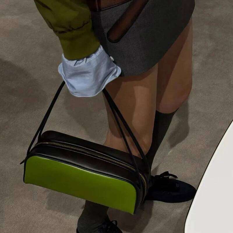 New Leather Hand-held Bowling For Women Popular Contrast Color High-end Shoulder Commuting Underarm Bag Zipper Coin Purseluxury bag tote bag