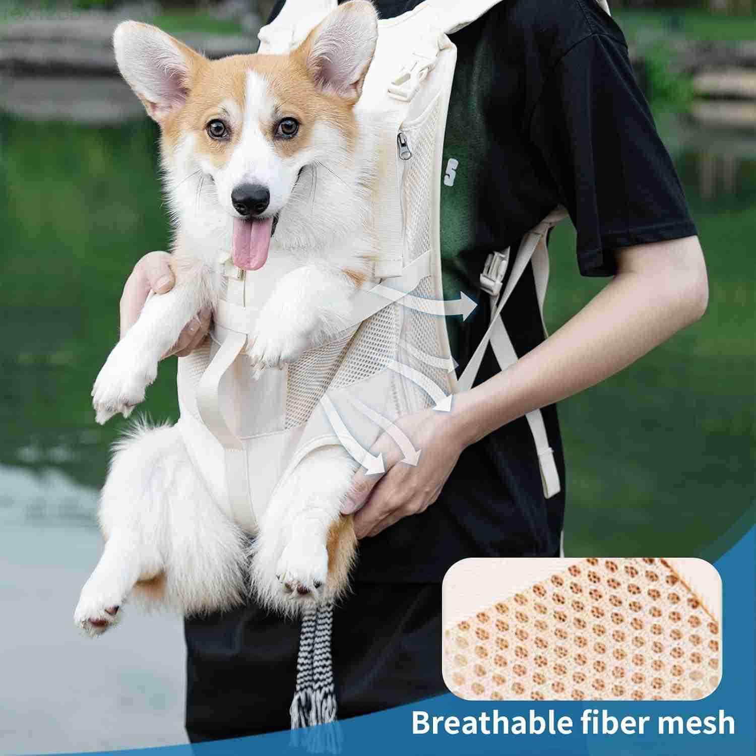 Dog Front Carrier Backpacks for Small Dogs Legs Out Pet Carrier Sling Backpack with Adjustable Padded Ventilated Shoulder Straps EasyFit for Traveling