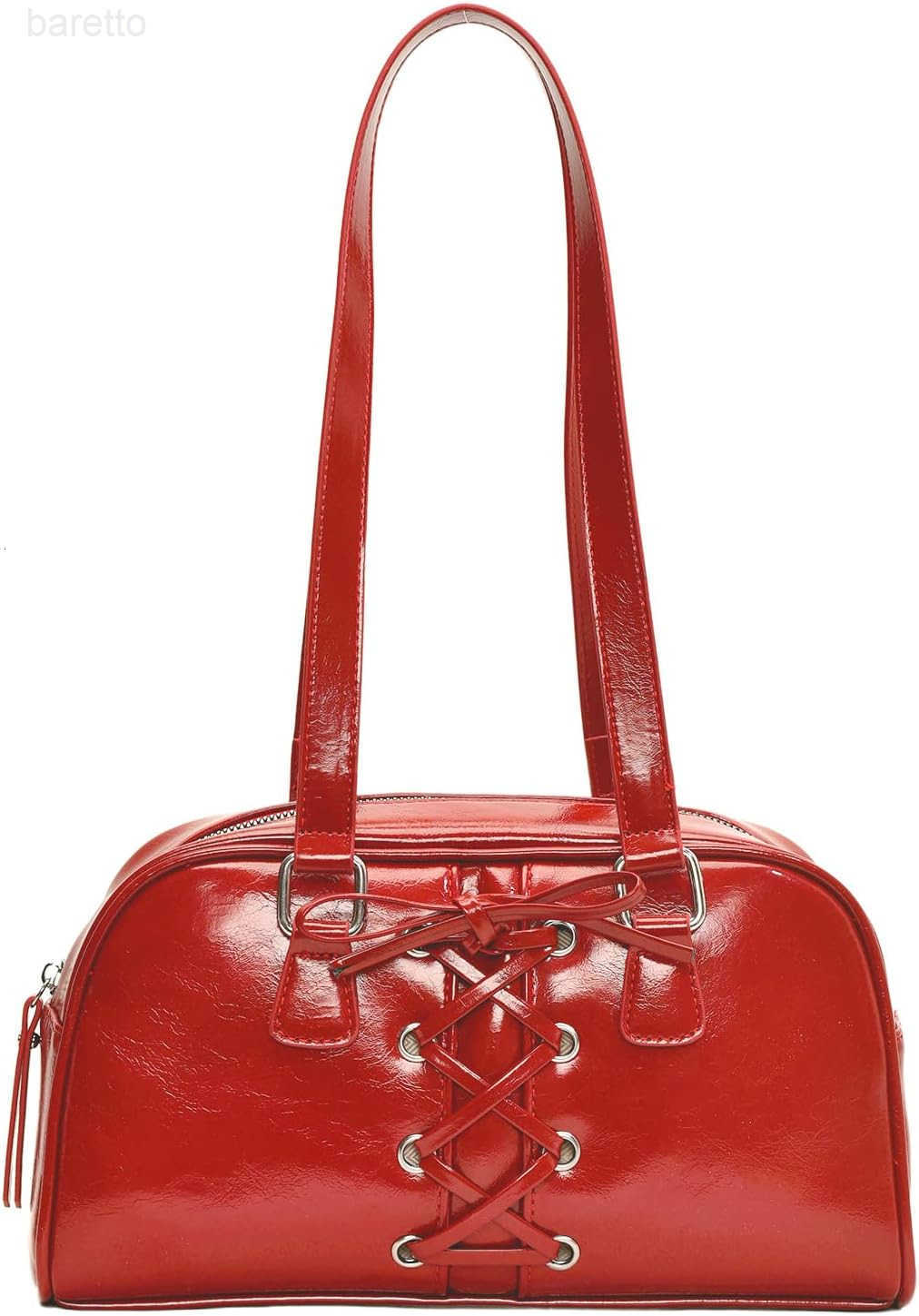 Womens Lace Up Zipper PU Leather Shoulder Bags Top Handle Boston Underarm Bags Y2K Purse M250904