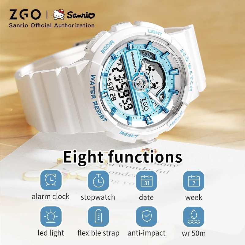 ZGO X Cinnamoroll Electronic Watch for Schoolgirl Middle and High School Students Girls Waterproof Wristwatch Gift 863 X250904