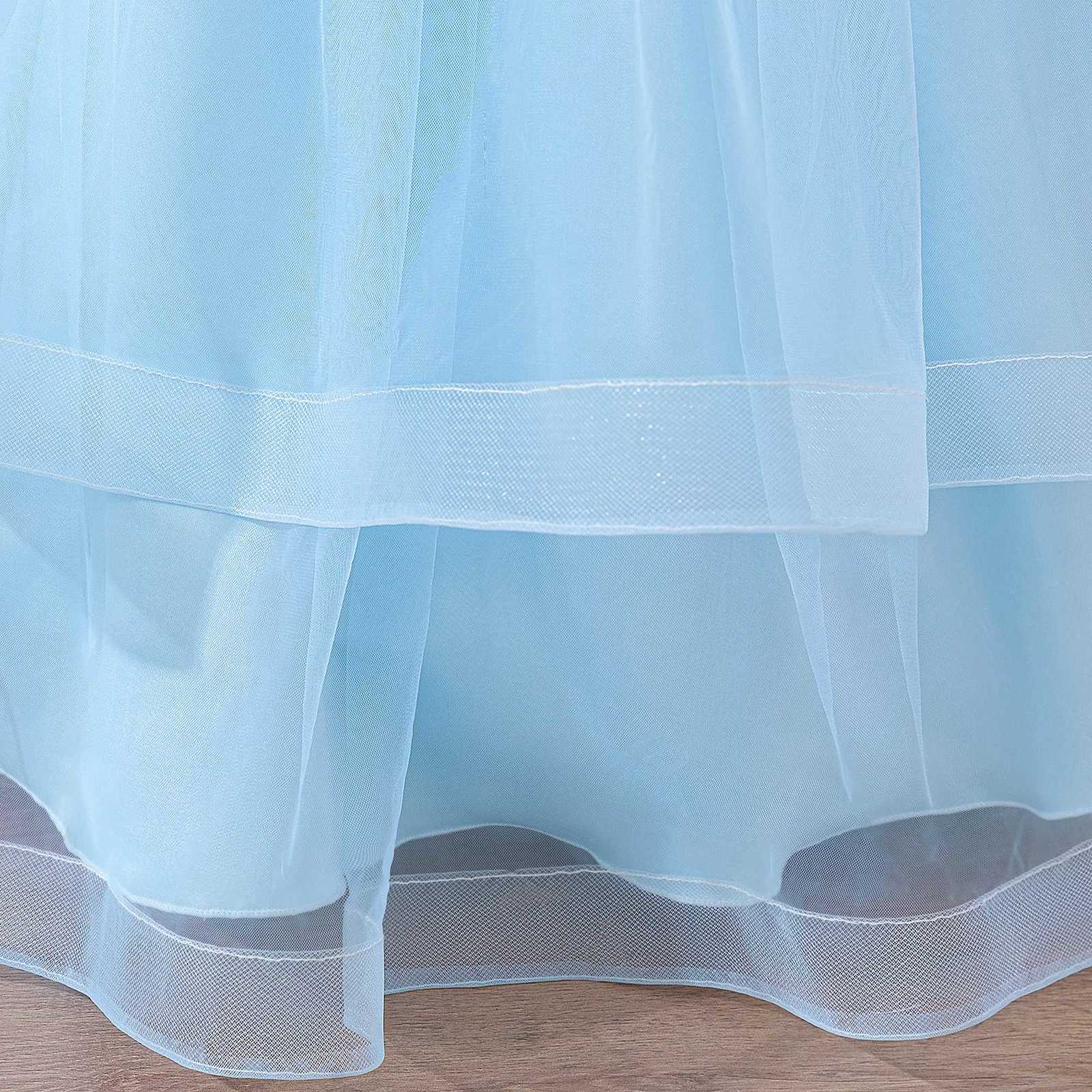 Folding Flower Princess Party Girls Dress Elegant Tulle Bridesmaid Wedding Evening Dress for Girls Birthday Graduation Prom Gown Z250904