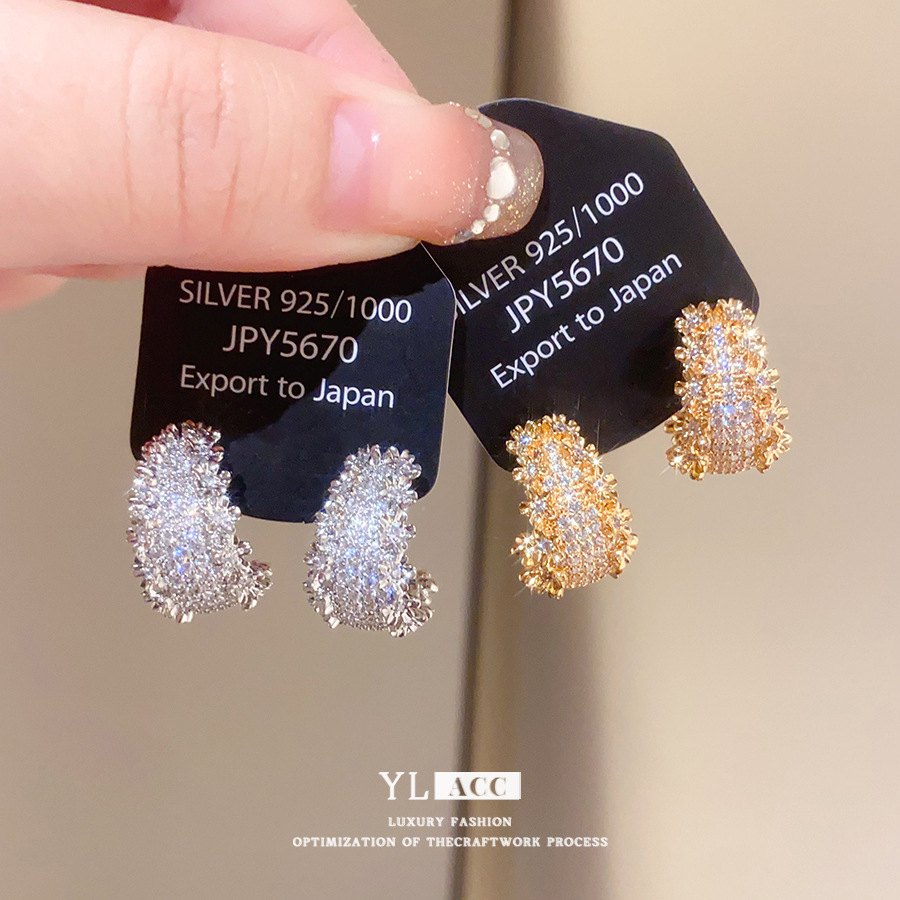 Gold Tone Hoop Earrings With Crystal Detail Luxury Sparkling Style Daily & Party Wear Gift For Her Fine Jewelry