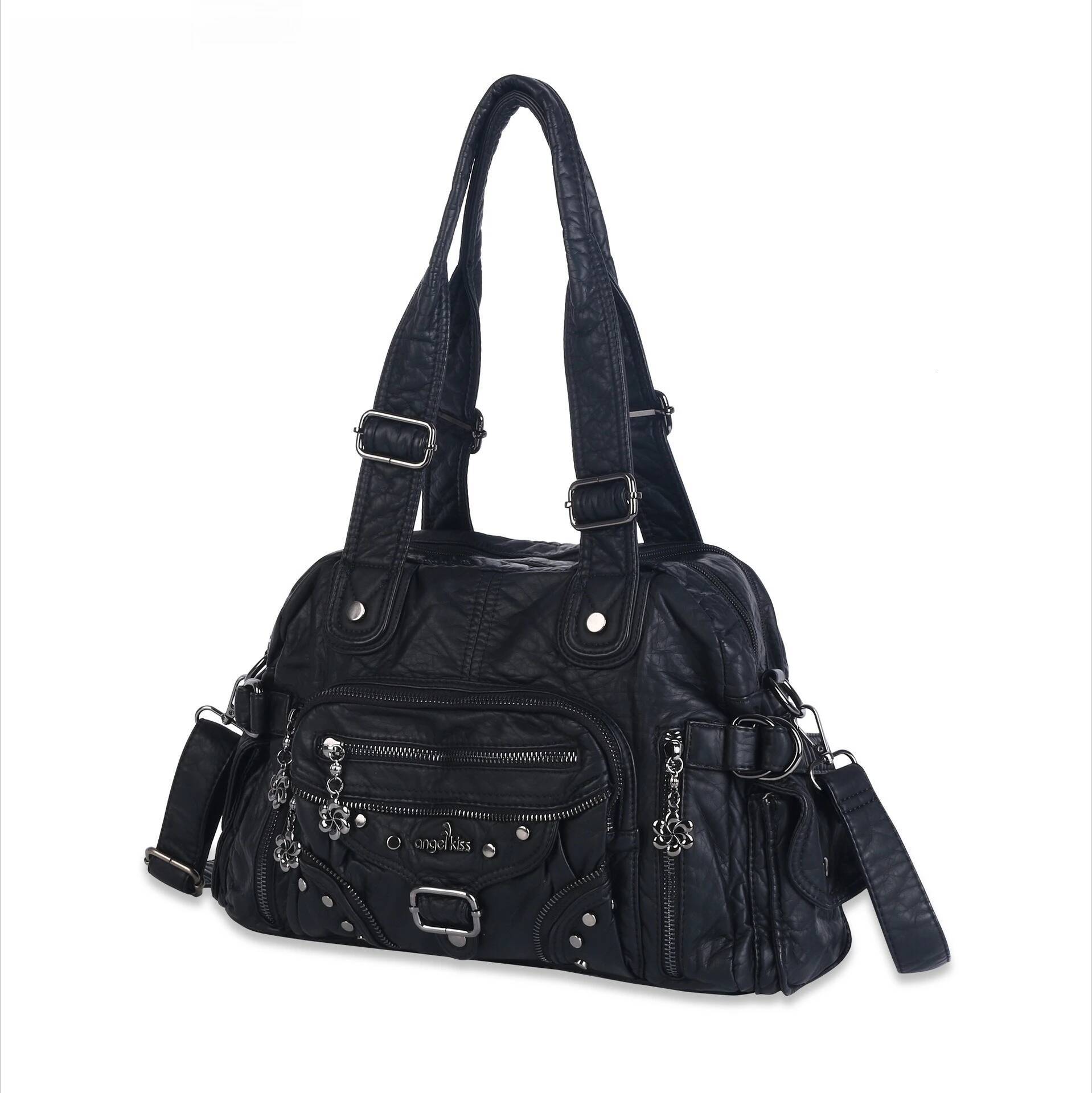 Women Handbags Fashion Shoulder Bag Large Black Tote Top-handle Shopping Pack Multiple Pockets Satchel Lady Hobos Big Purse