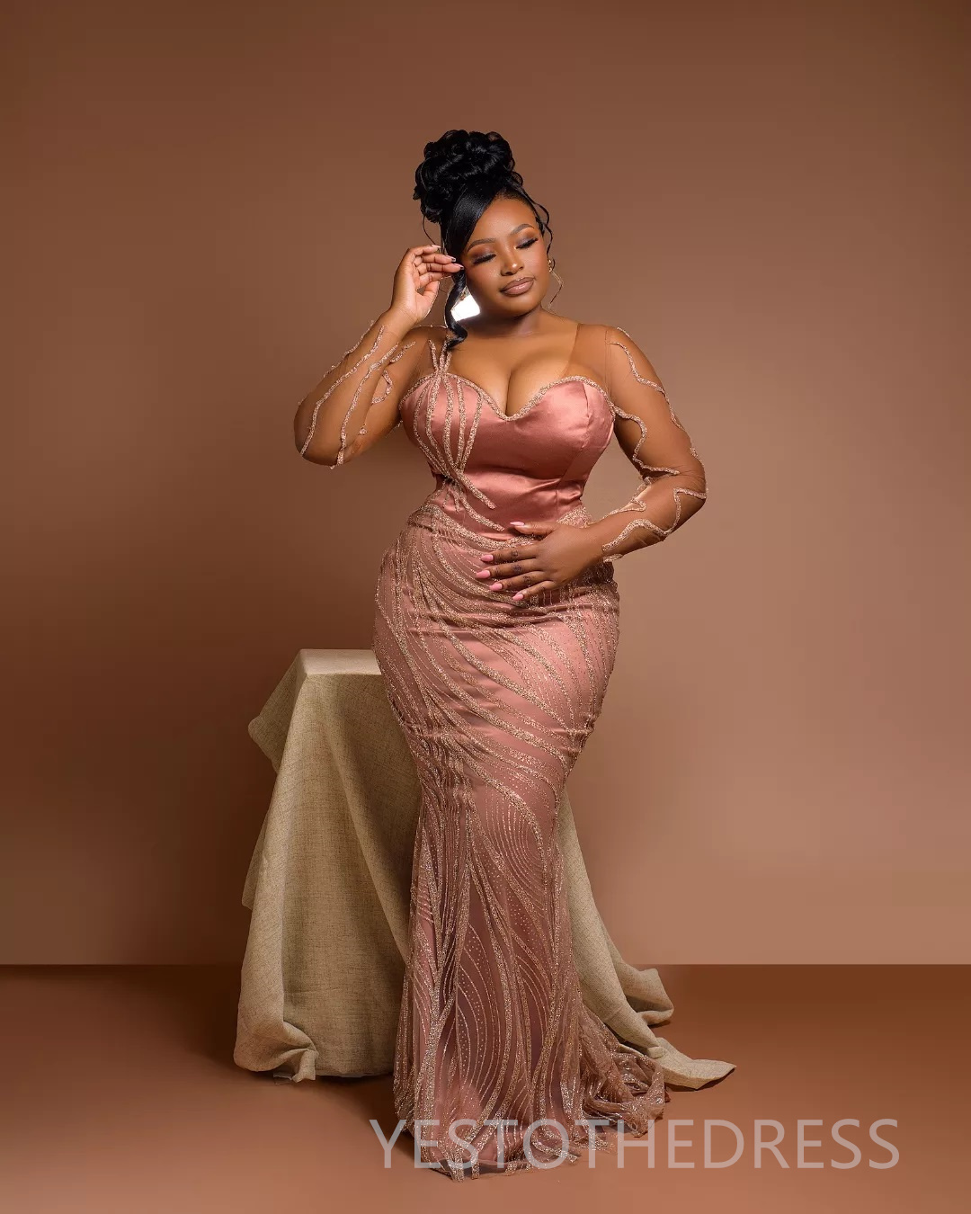 Plus Size Aso Ebi Prom Dress 2025 Evening Dresses Elegant Dresses For Special Occasions V Neck Illusion Beaded Lace Birthday Dress Second Reception Go