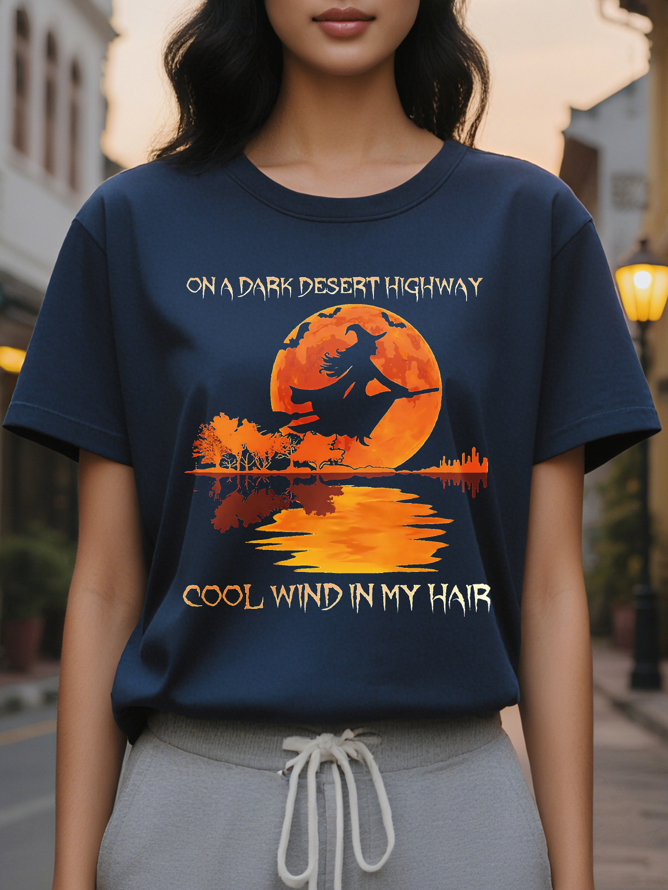 Plus Size Wind in My Hair Halloween Women Sleeve Letter Print Micro Stretch Top