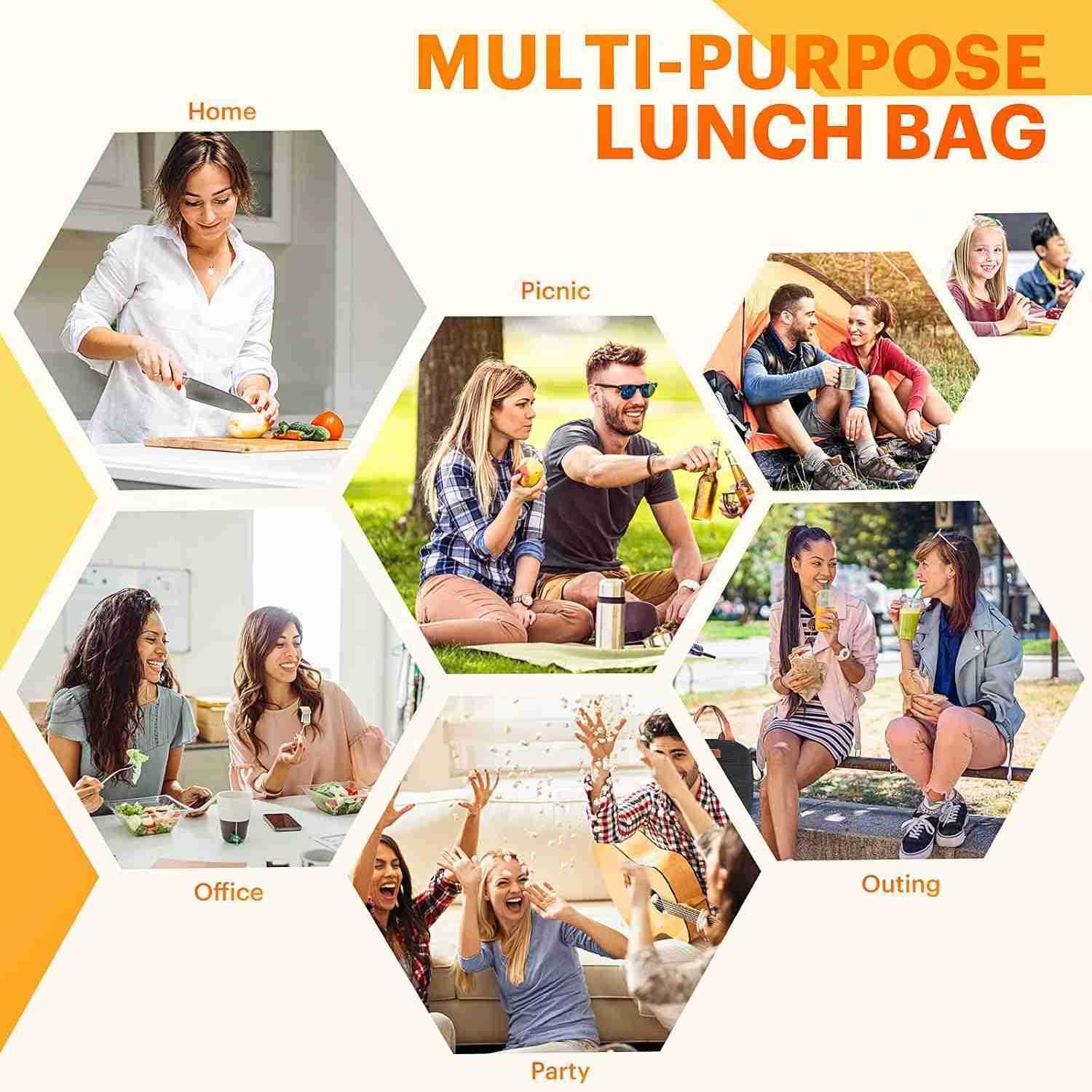 Lunch Bag for Women Men Adult Insulated Lunch Box Small Leakproof Cooler Food Lunch Containers Reusable High Capacity Lunch Tote Bags for Work Travel 