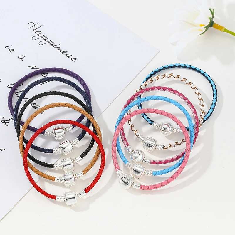 BAOPON Dropshipping High Quality 9 Colors Leather Chain Charm Bracelets with DIY Fine Bracelet for Women Girls Jewelry Gift W250904