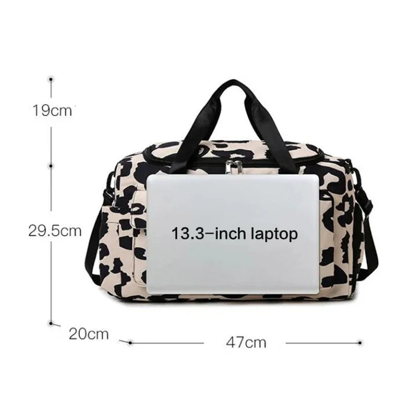 Travel Bag Womens Handbag Leopard Zebra Camouflage Waterproof Large Pull Rod Boarding Fitness Dry Wet Separation Luggage Bag 250903