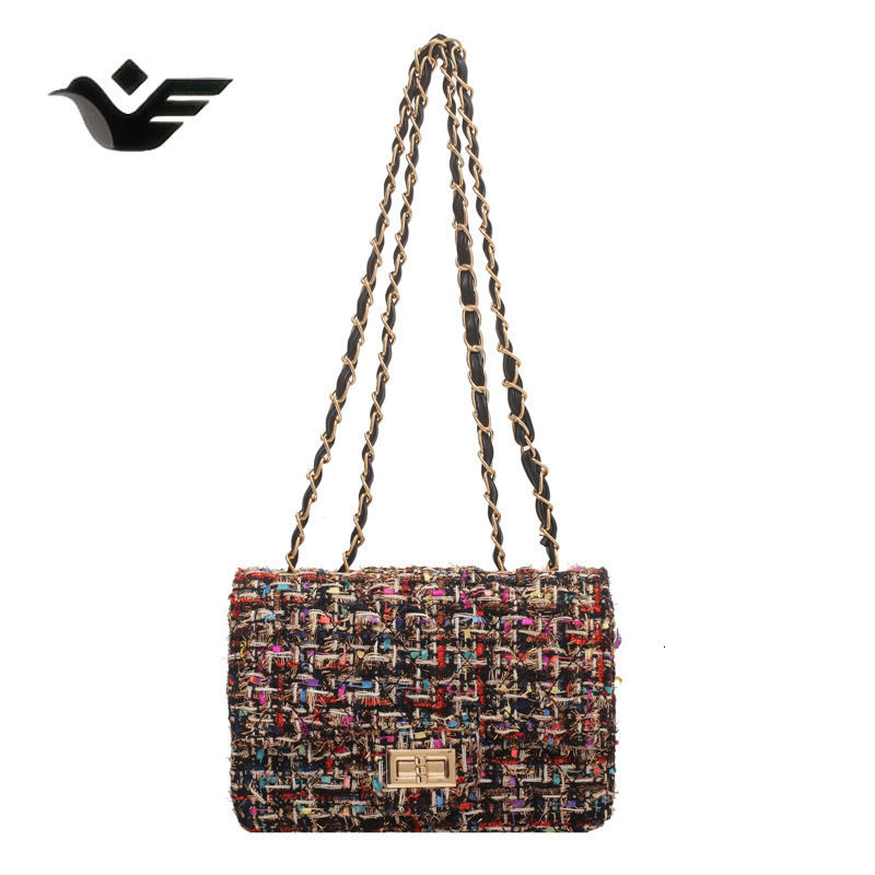 Feiyan Free Shipping New Designer Bag Luxury Shopping Bag Chanel Style Woolen Bag For Women Trend Fashion Korean Version Versatile Chain Shoulder Cros