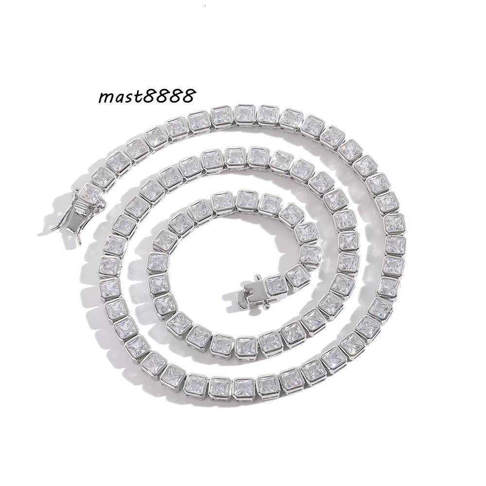 HipHop Copper 4X4MM Cubic Zirconia Tennis Choker Chain Iced Out Jewelry Diamond Cadena Tennis Chain CZ Tennis Necklace