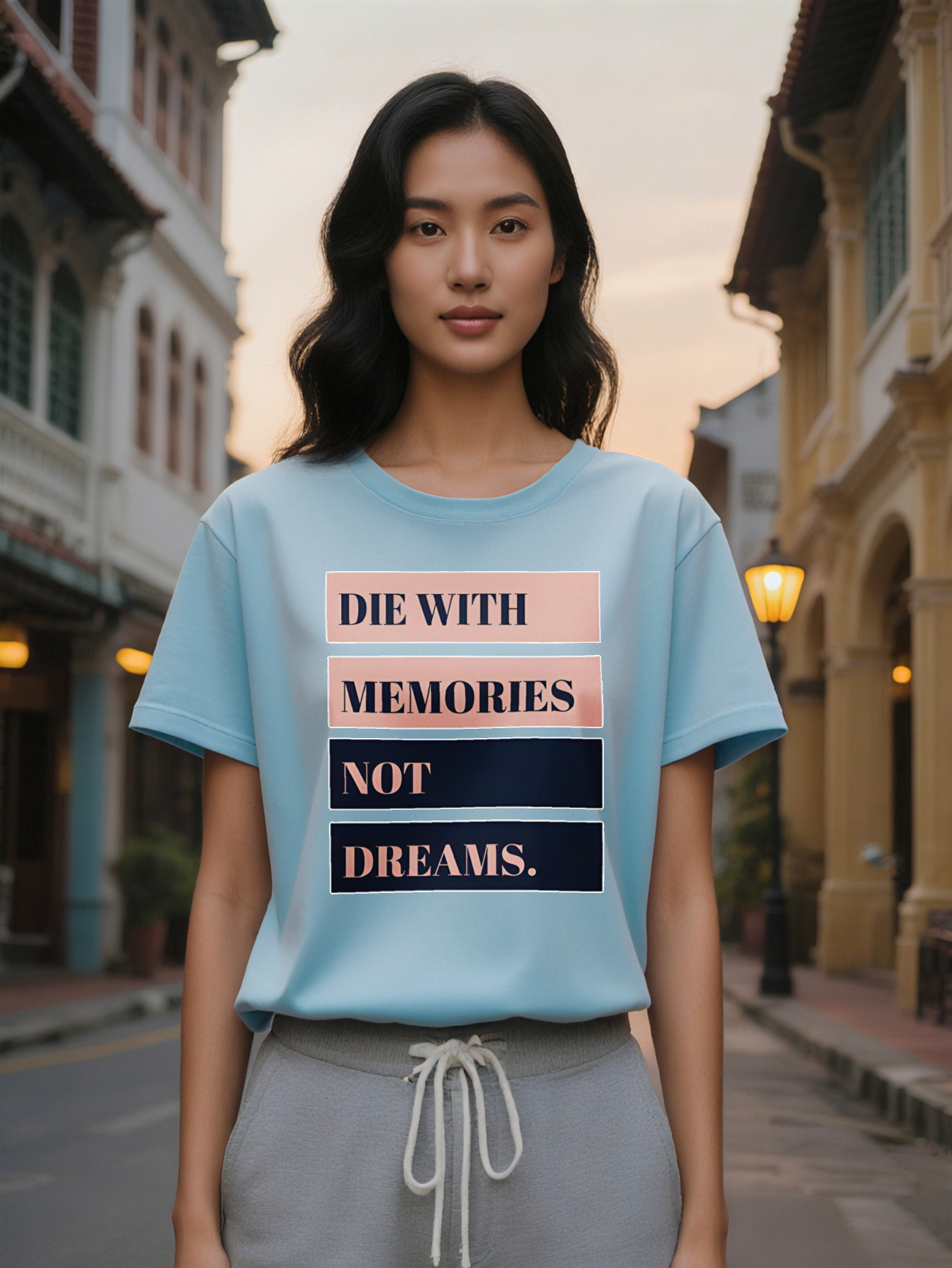 Large XL Casual Versatile Crew Neck T-Shirt with Rectangular Letter Pattern Lightweight Fabric Perfect for Women Collection Summer Plus Size