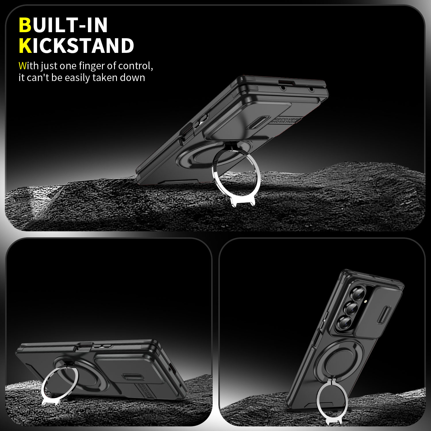 Luxury Heavy Duty Rugged Armor Slide Camera Protection Case Magnetic Car Bracket Ring Stand Shockproof Cover For iPhone Duo Samsung Z Flip 6 7 8 Ultra - view 6