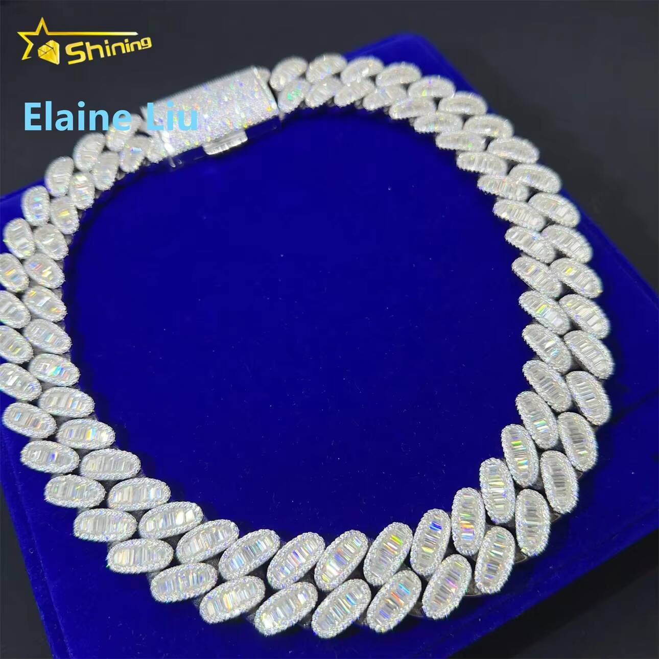 Ready Shipping Fashion Hip Hop Diamond Cuban Link Iced Out Jewelry 925 Sterling Silver Moissanite Cuban Link Chain Necklace