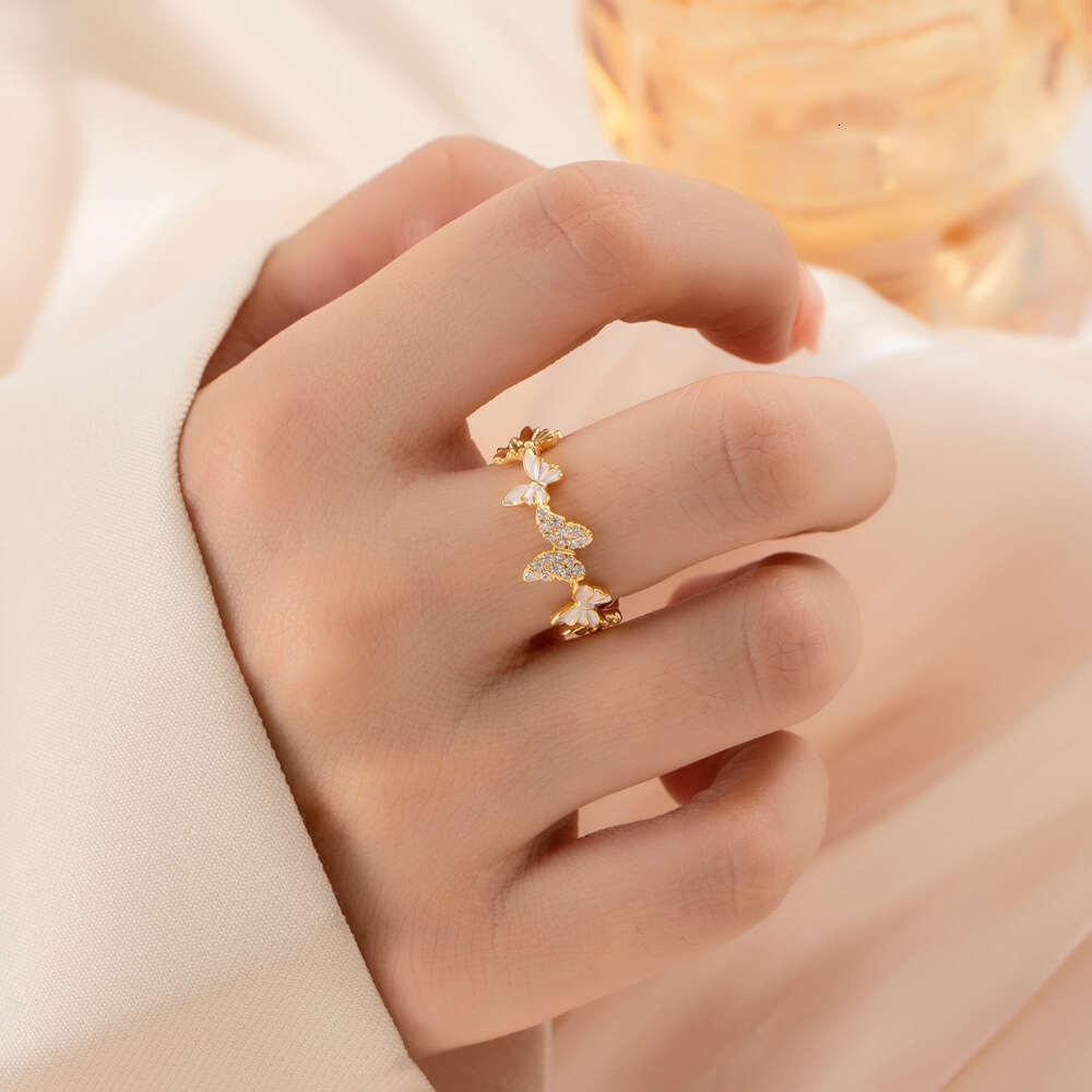 New Super Fairy Oil Drop Enamel Butterfly Open Niche Unique Western Style Index Finger Sweet High-end Sense Ring