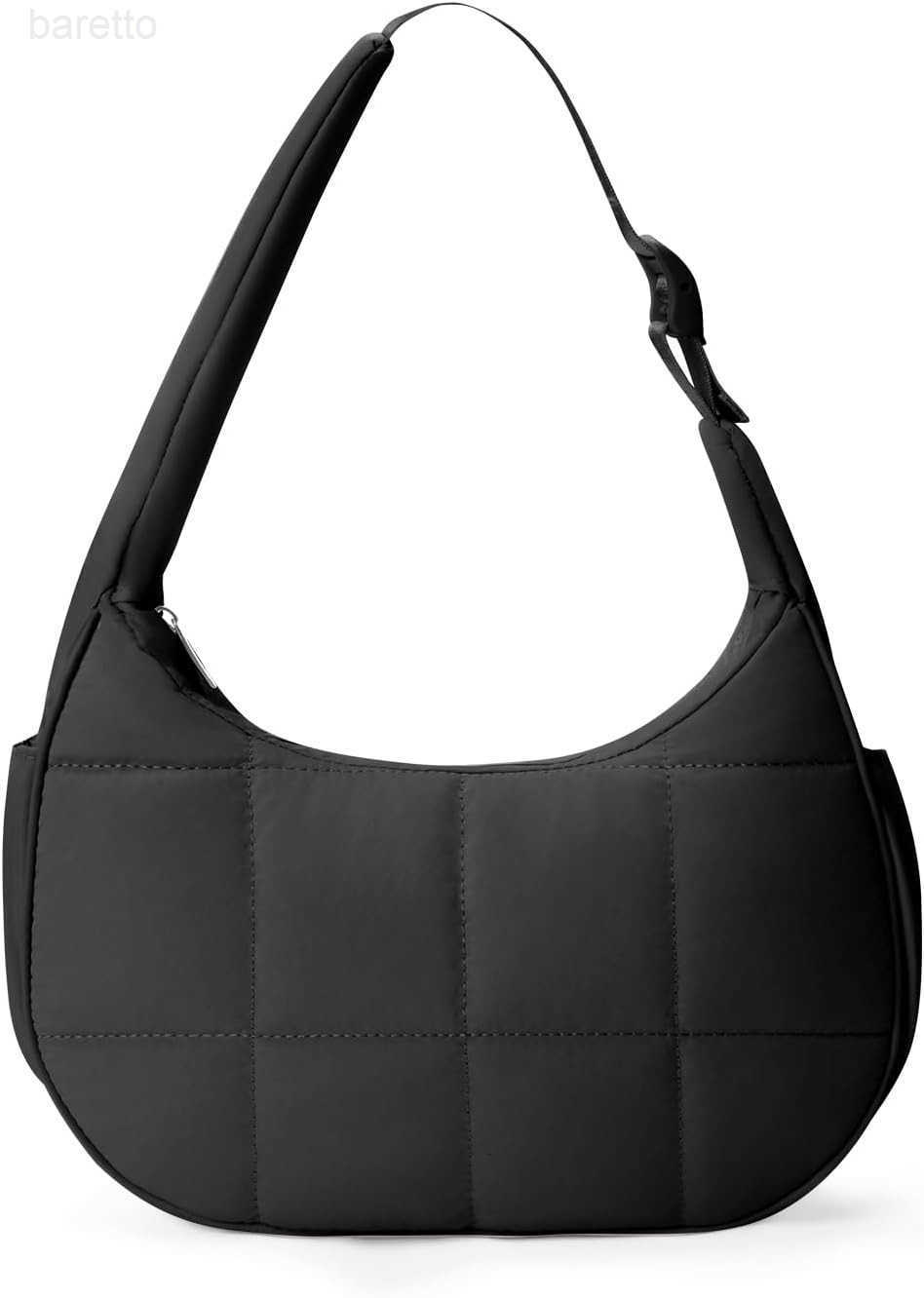 Small Puffer Crescent Shoulder Bag for Women Lightweight WaterResistant Nylon Purse with Adjustable Strap Multiple Pockets M250903